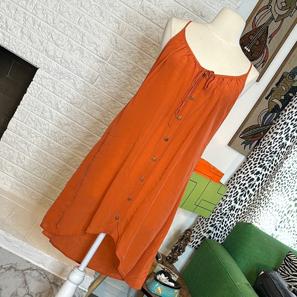 Orange 100% silk Sundress S